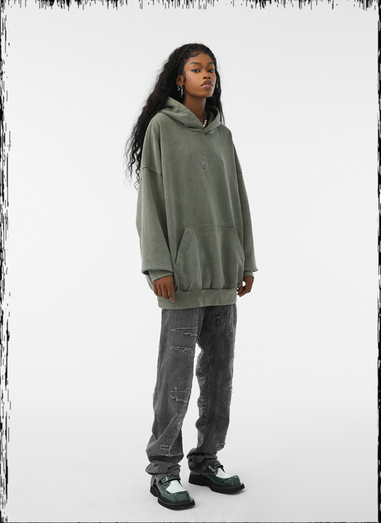 JHYQ Heavy Washed Embroidered Hoodie