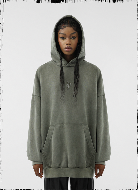 JHYQ Heavy Washed Embroidered Hoodie