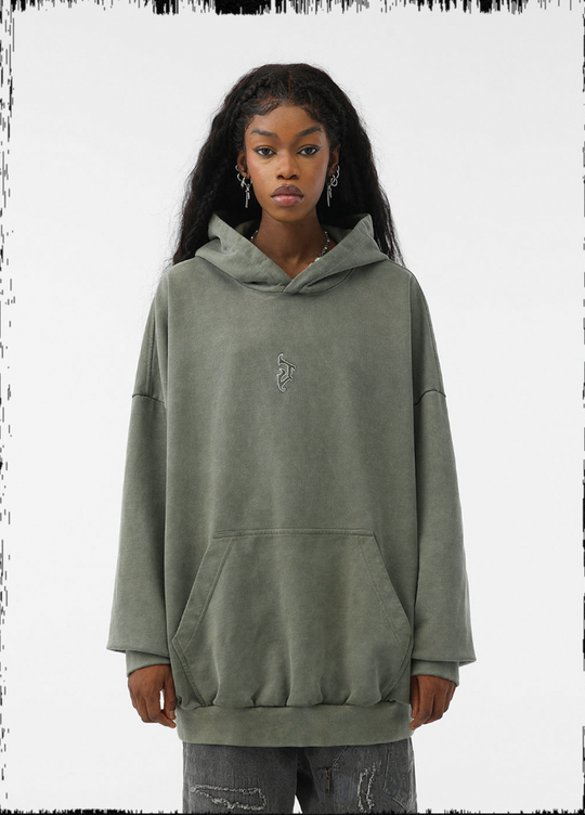 JHYQ Heavy Washed Embroidered Hoodie