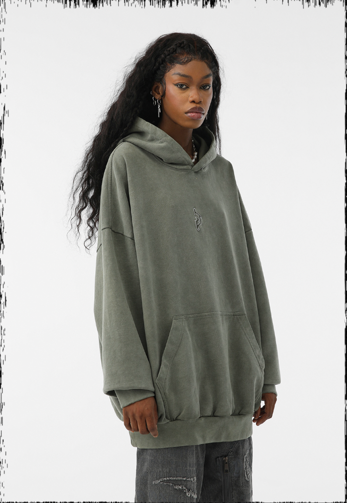 JHYQ Heavy Washed Embroidered Hoodie