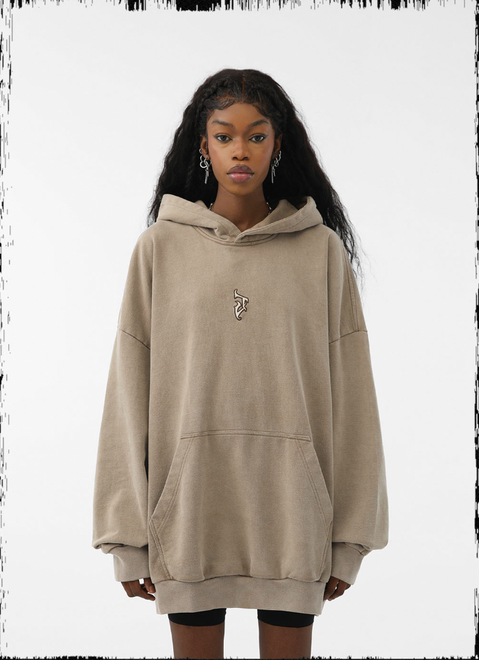 JHYQ Heavy Washed Embroidered Hoodie