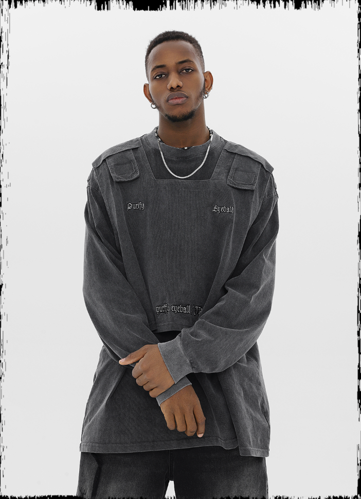 JHYQ Functional Style Washed Old Long Sleeved Tee