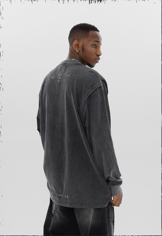 JHYQ Functional Style Washed Old Long Sleeved Tee