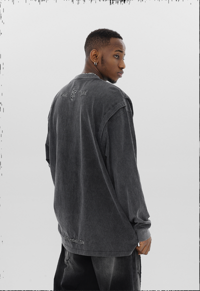 JHYQ Functional Style Washed Old Long Sleeved Tee