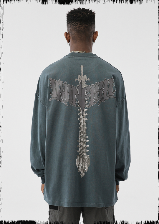 JHYQ Portrait Print Long Sleeved Tee