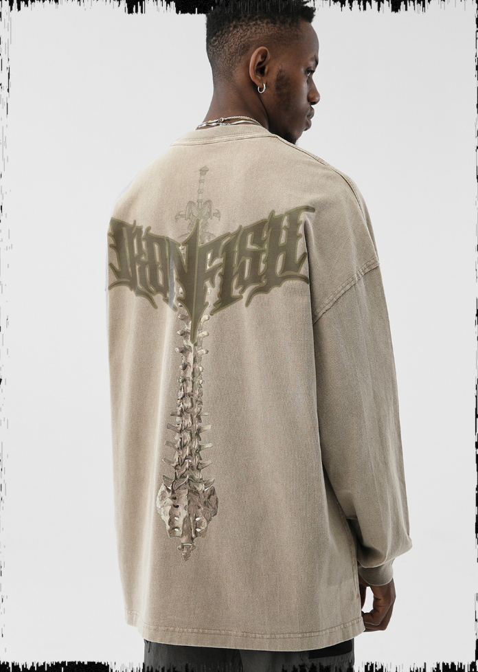 JHYQ Portrait Print Long Sleeved Tee