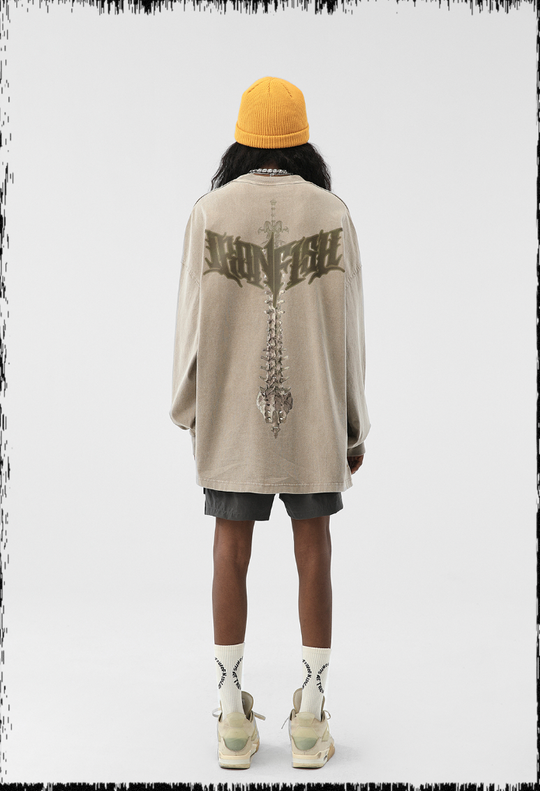 JHYQ Portrait Print Long Sleeved Tee