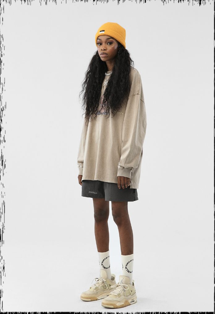 JHYQ Portrait Print Long Sleeved Tee