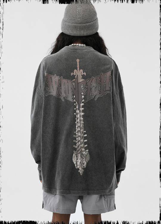 JHYQ Portrait Print Long Sleeved Tee