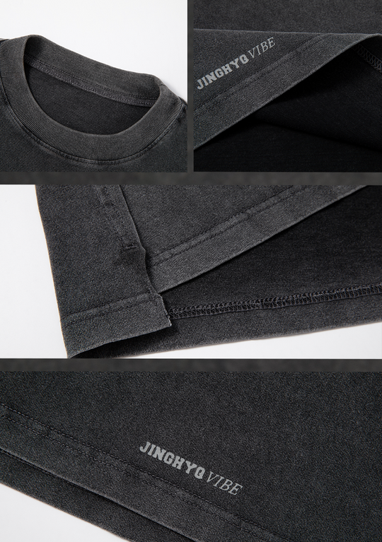 JHYQ Letter J Series Washed Long Sleeved Tee