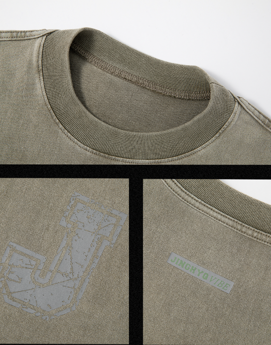 JHYQ Letter J Series Washed Long Sleeved Tee