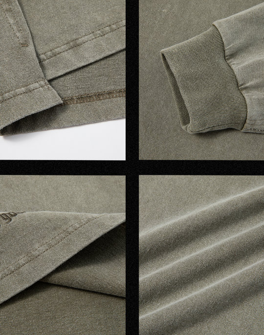 JHYQ Basic Embroidery Old Washed Long Sleeved Tee