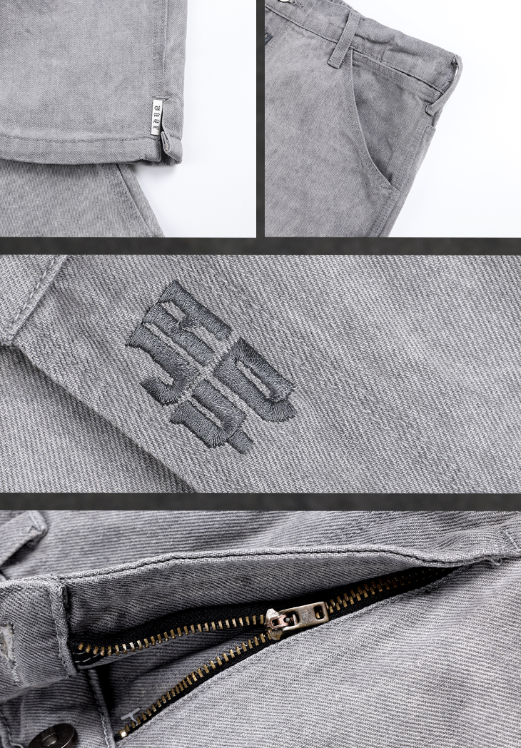 JHYQ Washed Logo Embroidery Denim Jeans