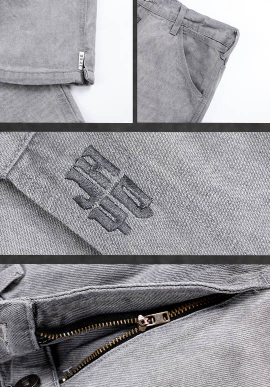 JHYQ Washed Logo Embroidery Denim Jeans