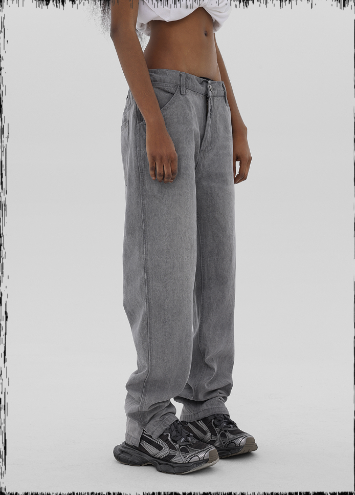 JHYQ Washed Logo Embroidery Denim Jeans