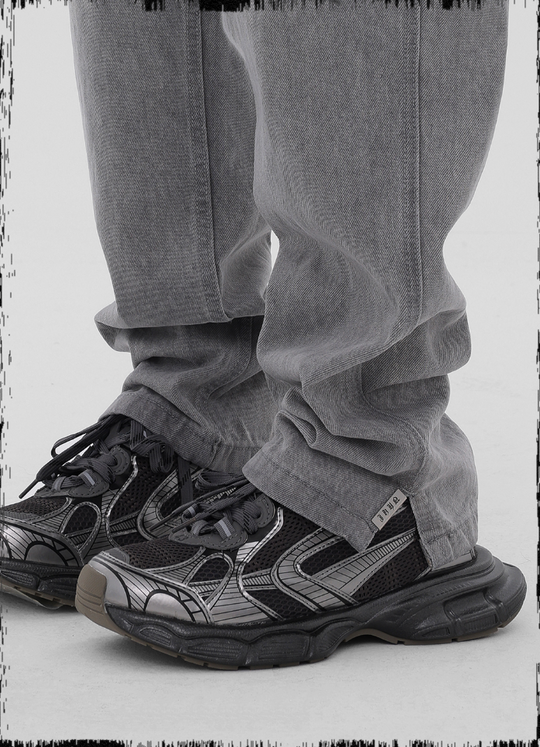 JHYQ Washed Logo Embroidery Denim Jeans