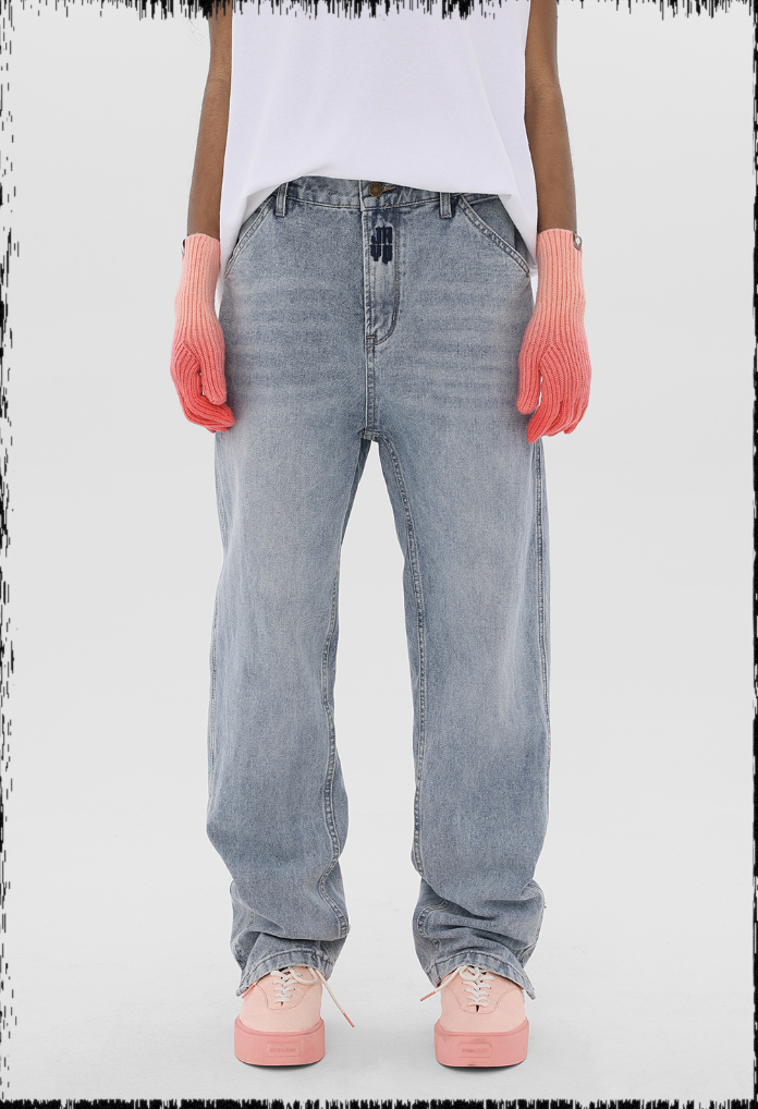 JHYQ Washed Logo Embroidery Denim Jeans