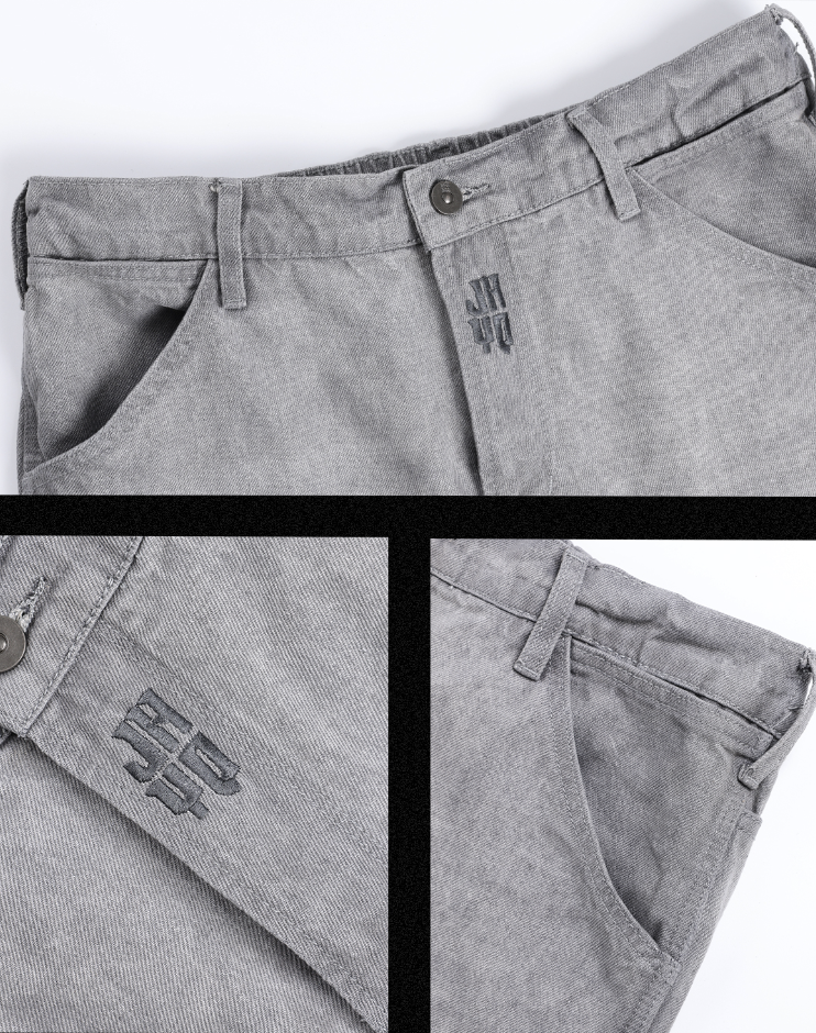 JHYQ Washed Logo Embroidery Denim Jeans