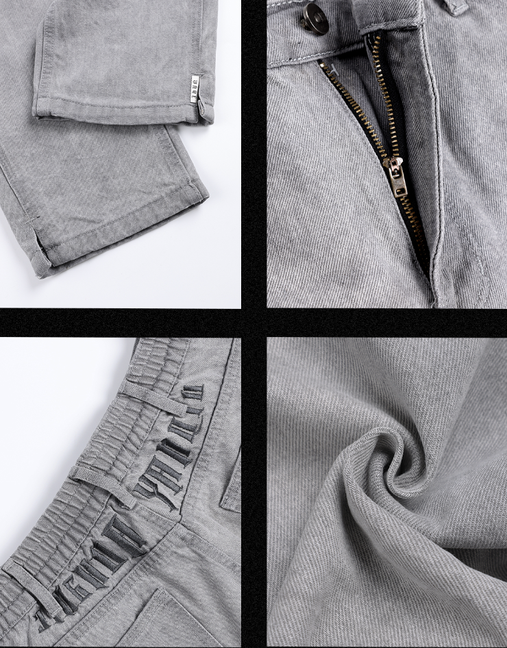 JHYQ Washed Logo Embroidery Denim Jeans