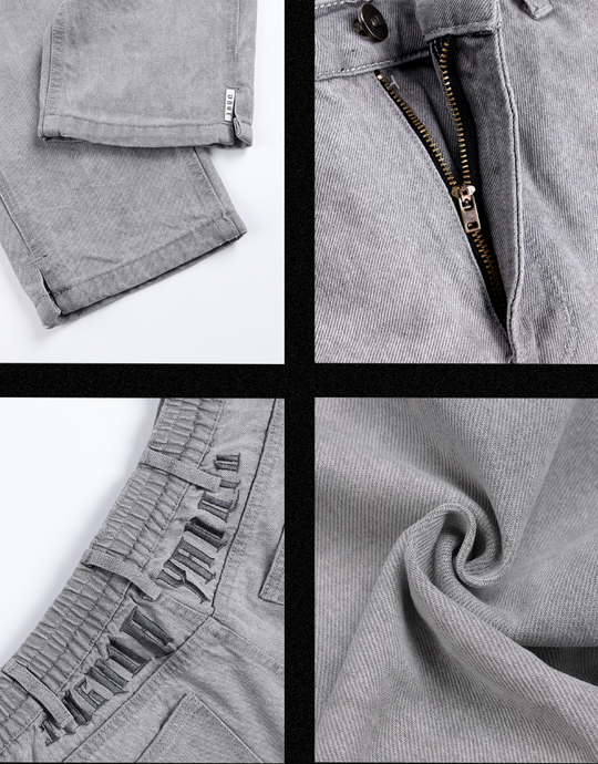 JHYQ Washed Logo Embroidery Denim Jeans