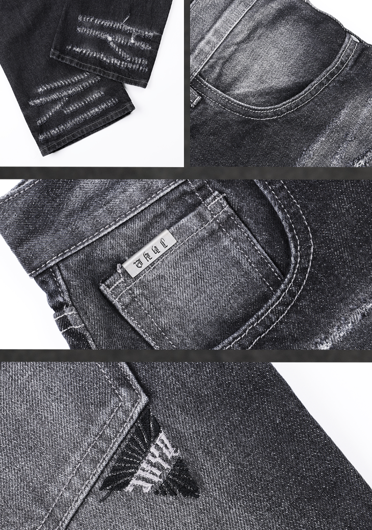 JHYQ Scratched Denim Jeans