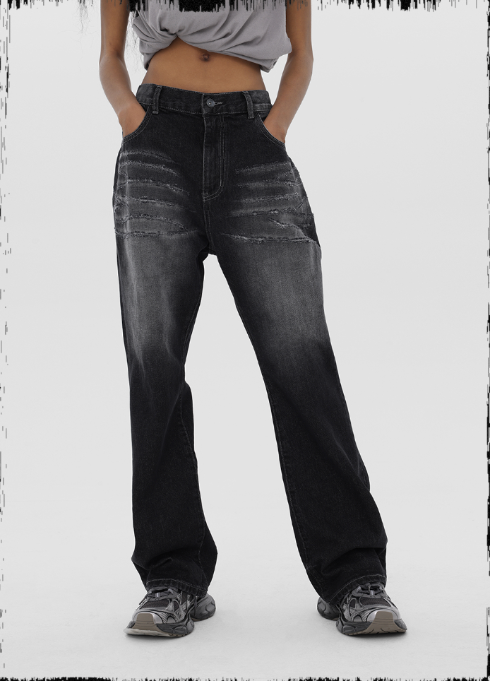 JHYQ Scratched Denim Jeans