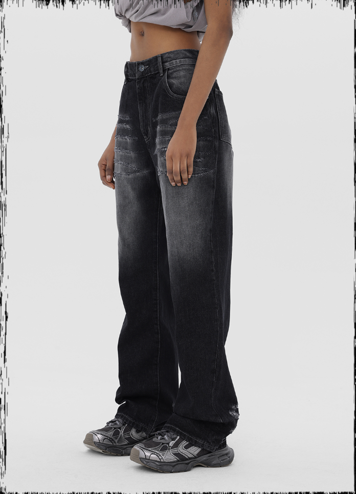 JHYQ Scratched Denim Jeans