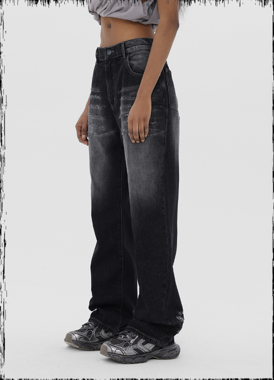 JHYQ Scratched Denim Jeans