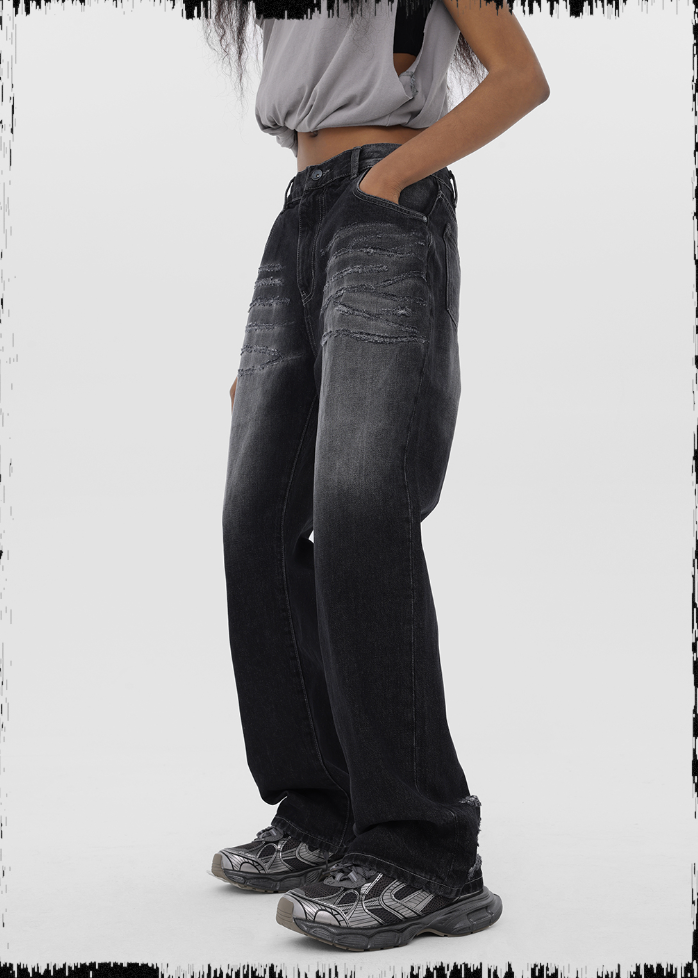 JHYQ Scratched Denim Jeans
