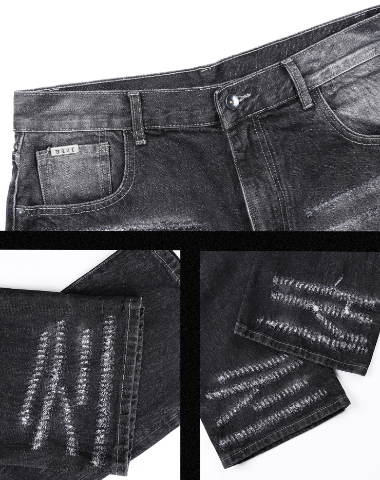 JHYQ Scratched Denim Jeans