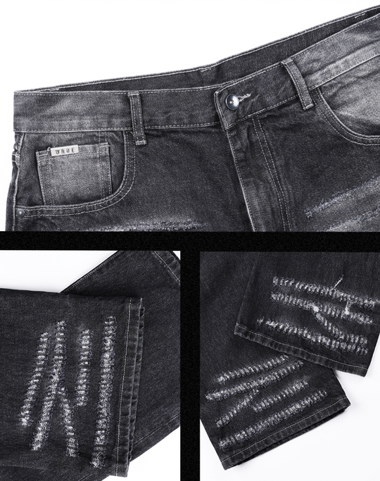 JHYQ Scratched Denim Jeans