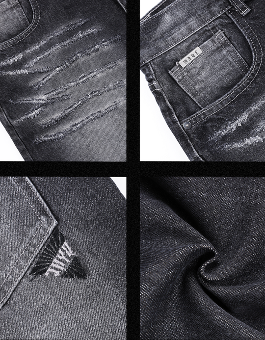 JHYQ Scratched Denim Jeans