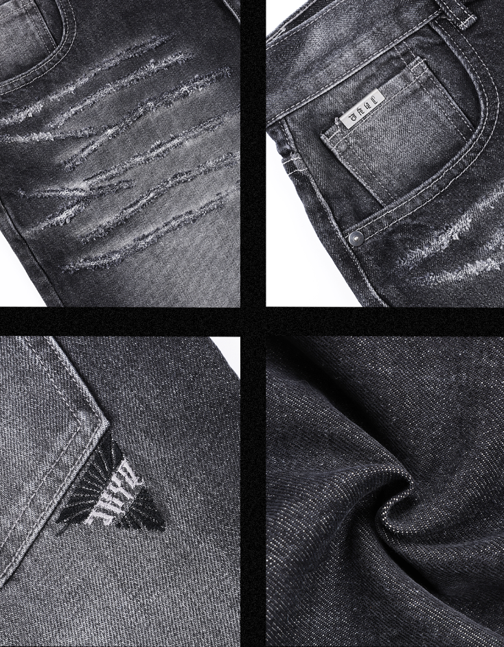 JHYQ Scratched Denim Jeans