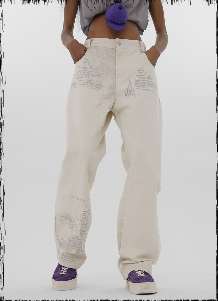 JHYQ Letters Printed Work Pants