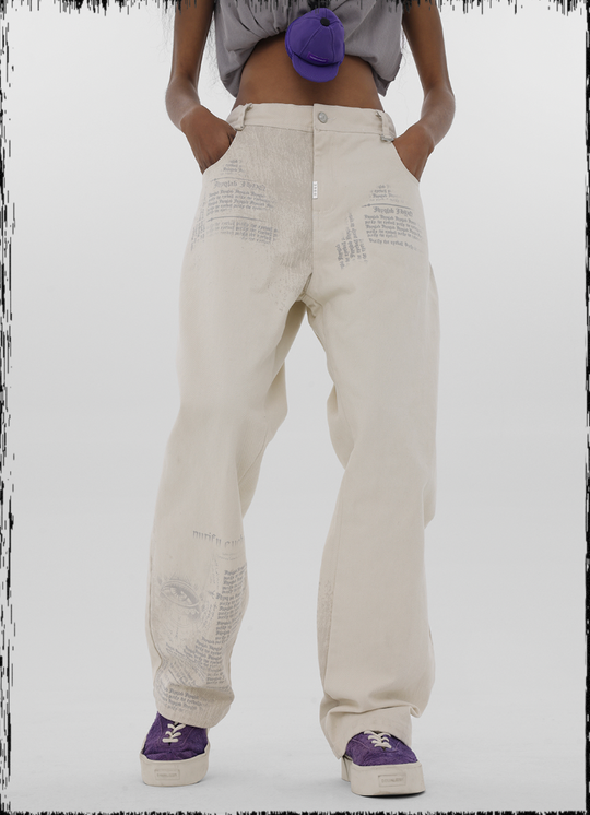 JHYQ Letters Printed Work Pants