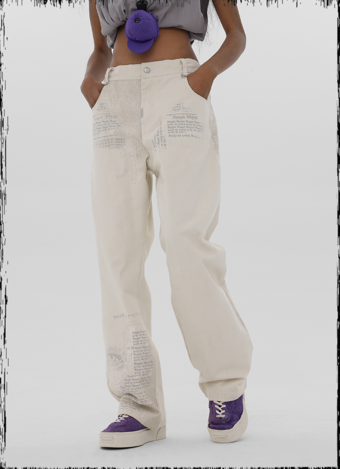 JHYQ Letters Printed Work Pants