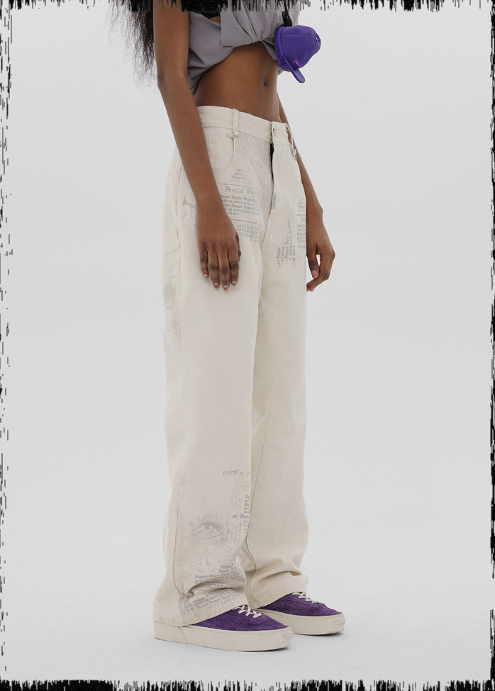 JHYQ Letters Printed Work Pants
