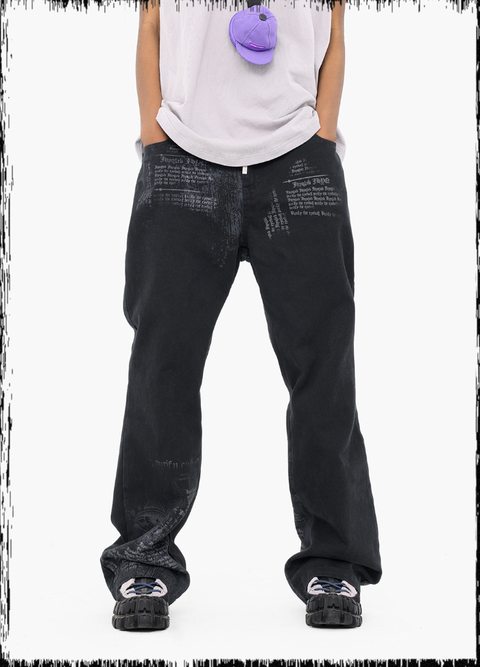 JHYQ Letters Printed Work Pants