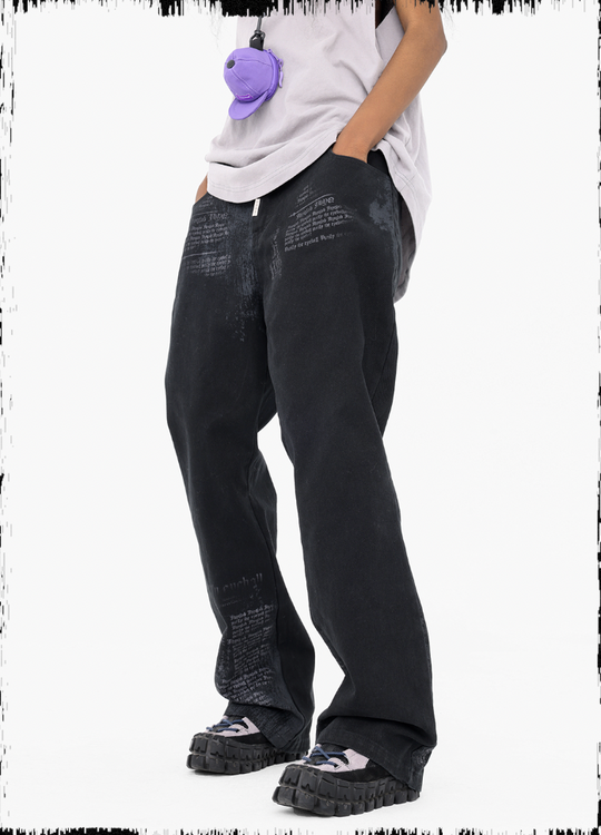 JHYQ Letters Printed Work Pants