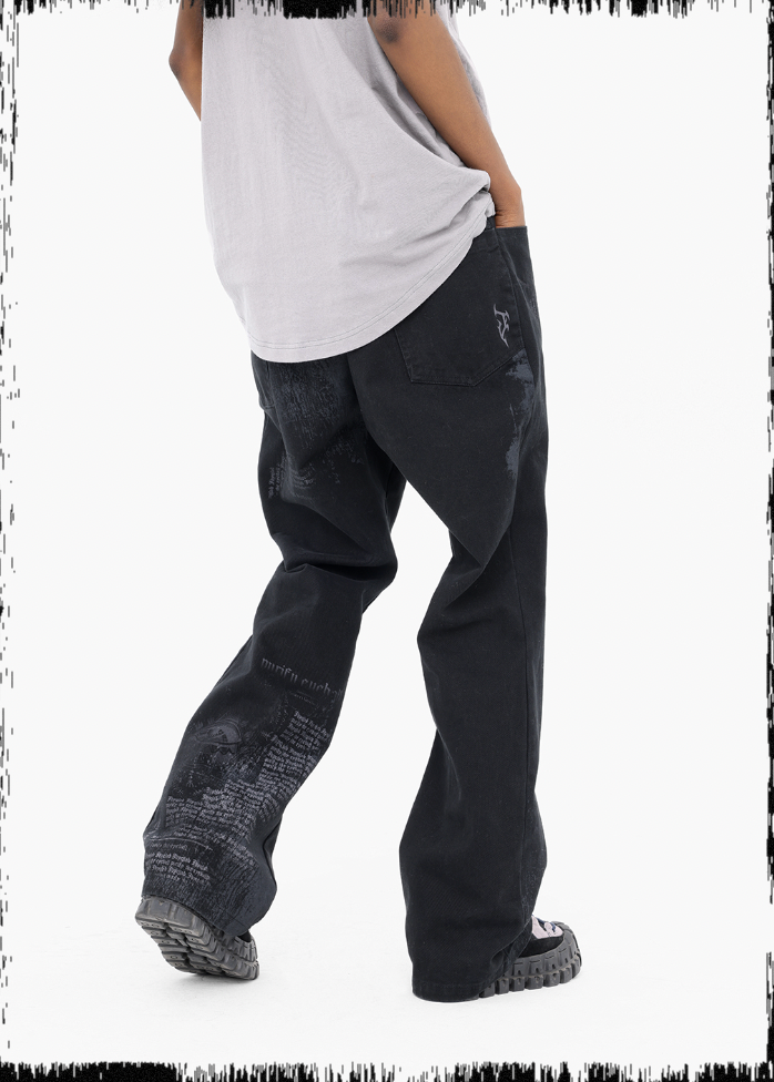 JHYQ Letters Printed Work Pants