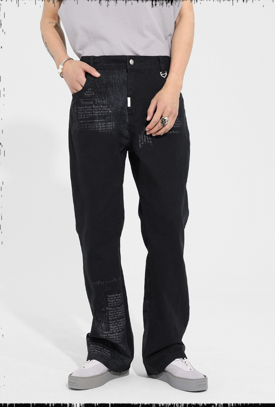 JHYQ Letters Printed Work Pants