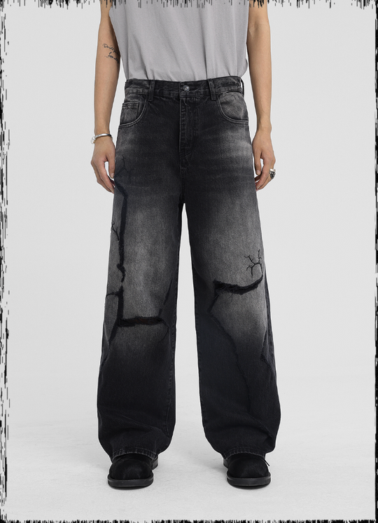 JHYQ Embroidered Wide Leg Denim Jeans
