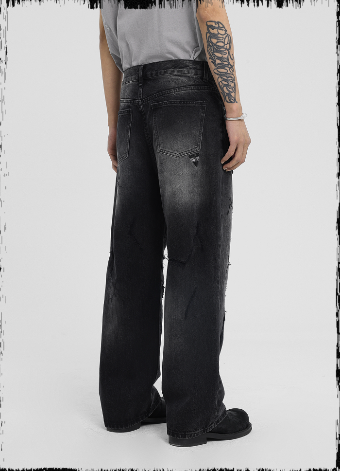 JHYQ Embroidered Wide Leg Denim Jeans