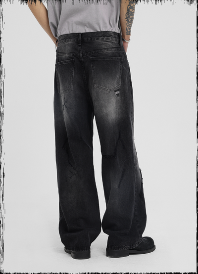 JHYQ Embroidered Wide Leg Denim Jeans