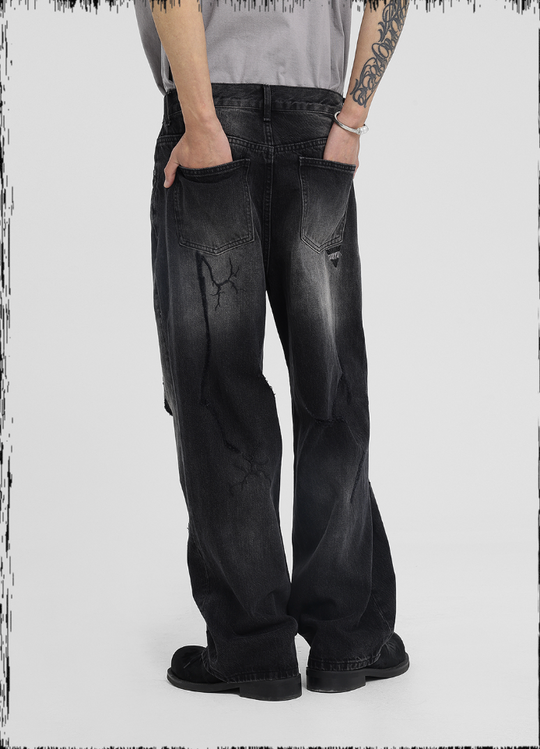 JHYQ Embroidered Wide Leg Denim Jeans