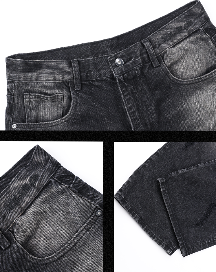 JHYQ Embroidered Wide Leg Denim Jeans