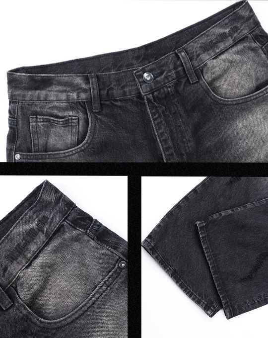 JHYQ Embroidered Wide Leg Denim Jeans