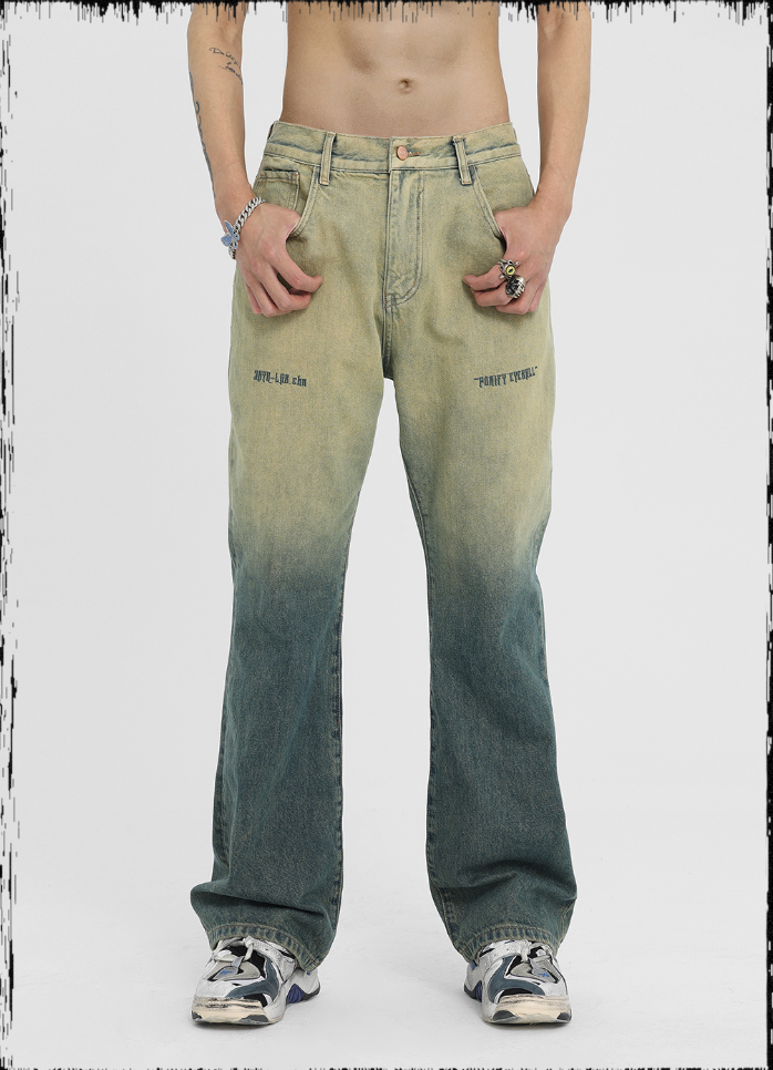 JHYQ Gradient Embroidery Denim Jeans