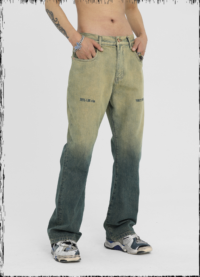 JHYQ Gradient Embroidery Denim Jeans