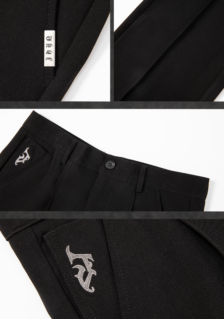 JHYQ Letters Embroidered Western Pants